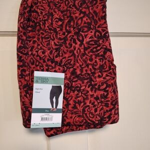 Terra & Sky Black and Red Patterned Leggings